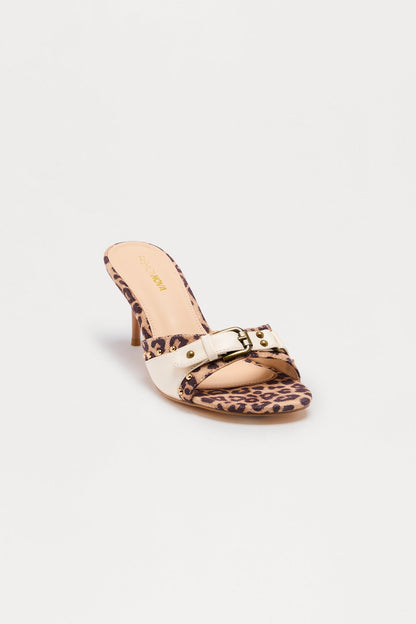 Azure Buckle Stiletto Heels - Leopard