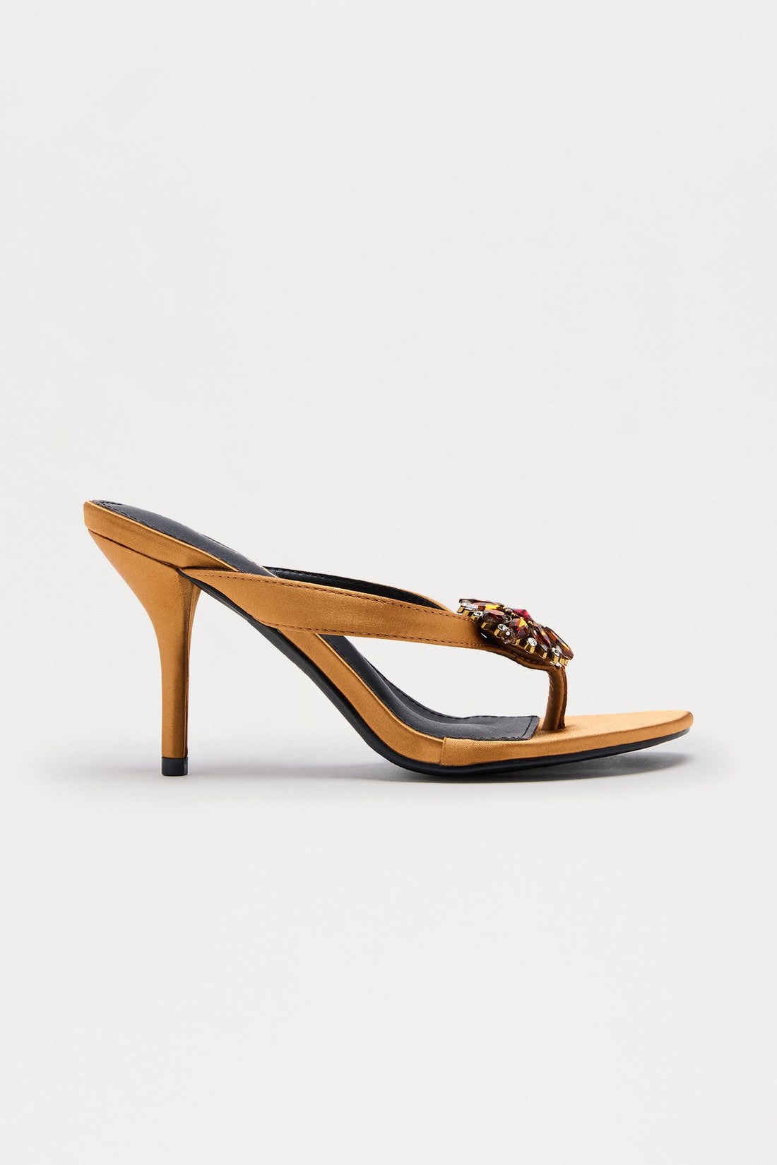 Maelynn Satin Thong Mules - Cognac