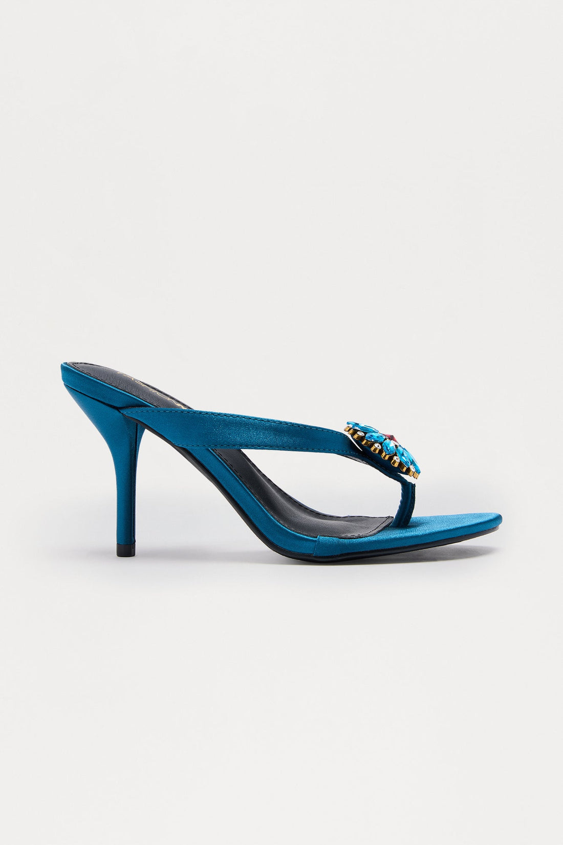 Maelynn Satin Thong Mules - Emerald