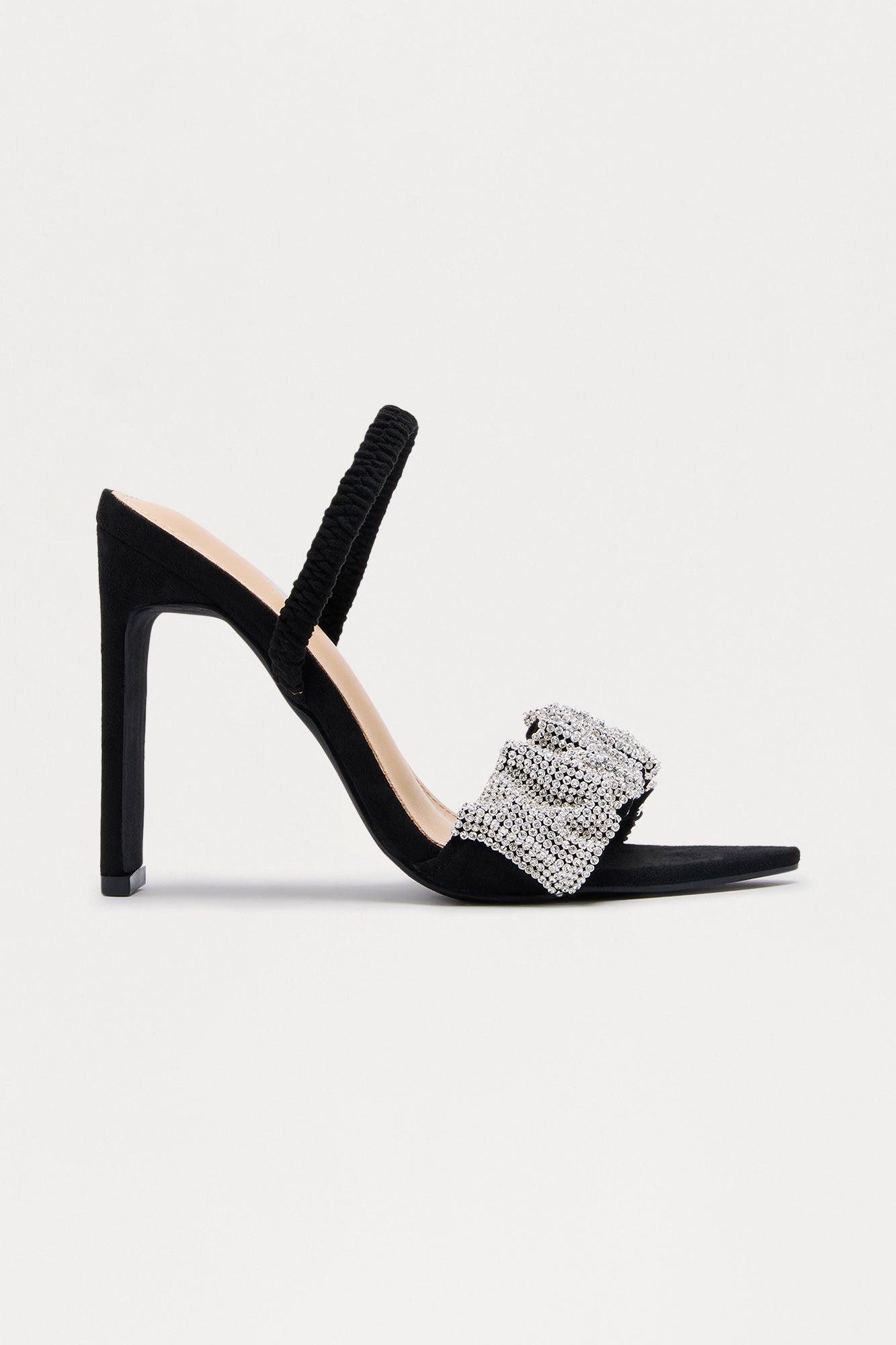 Noely Rhinestone Slingback Heels - Black