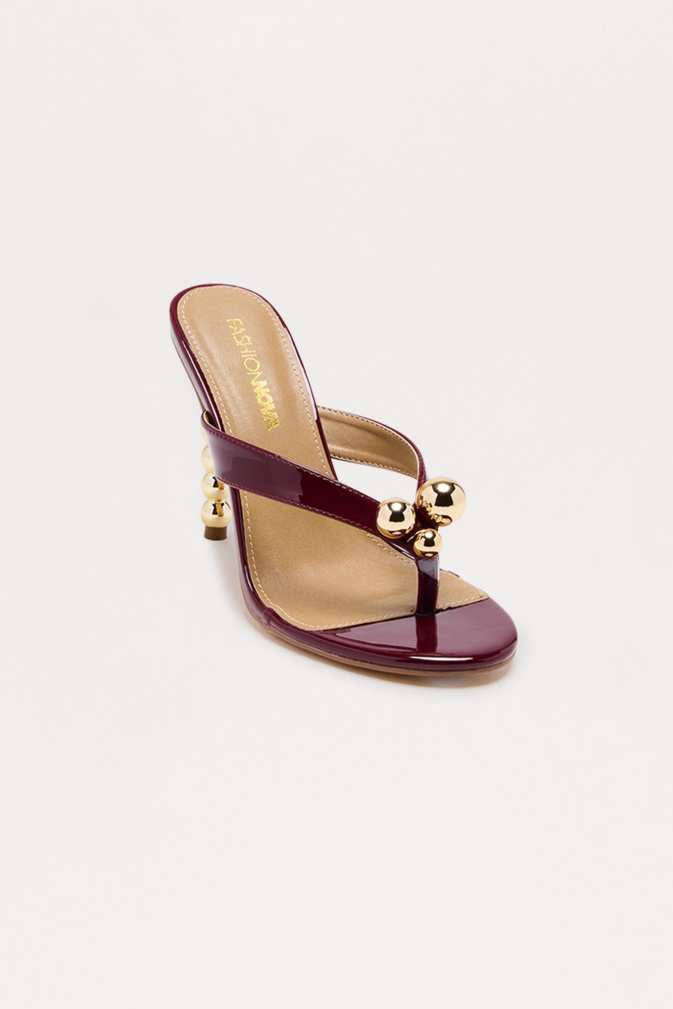 Mansi Hardware Thong Mules - Burgundy