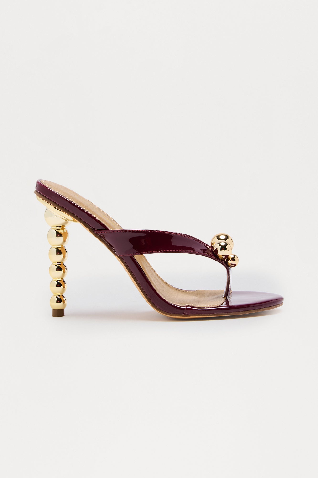 Mansi Hardware Thong Mules - Burgundy