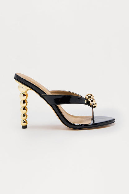 Mansi Hardware Thong Mules - Black