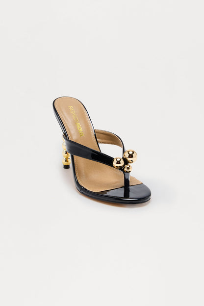 Mansi Hardware Thong Mules - Black