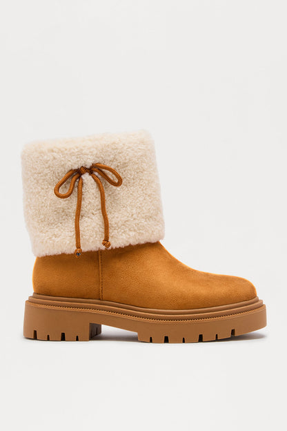 Frostbite Fur Trim Booties - Chestnut