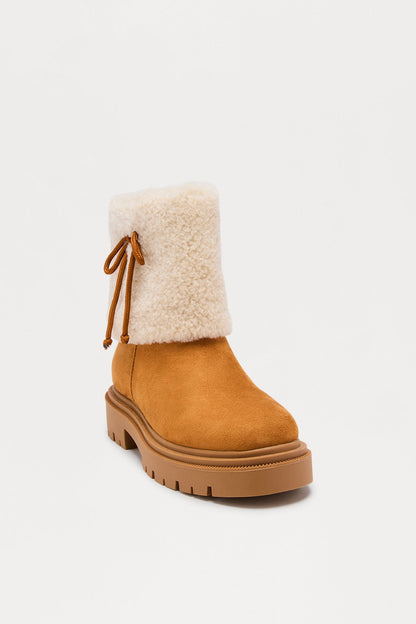 Frostbite Fur Trim Booties - Chestnut