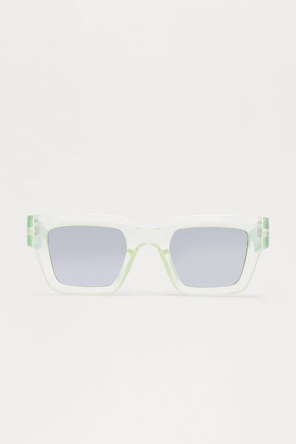 Marble Square Frame Color Lens Sunglasses - Green