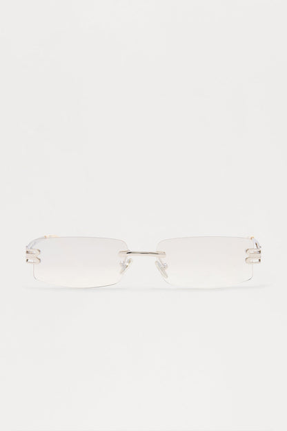 Sleek Frameless Metal Sunglasses - White