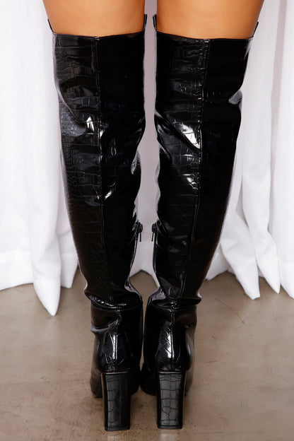 Not So Fast Over The Knee Boot - Black