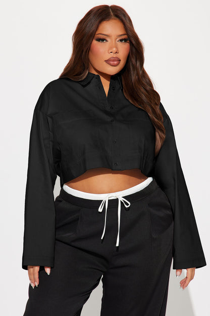 Busy Weekends Long Sleeve Poplin Shirt - Black