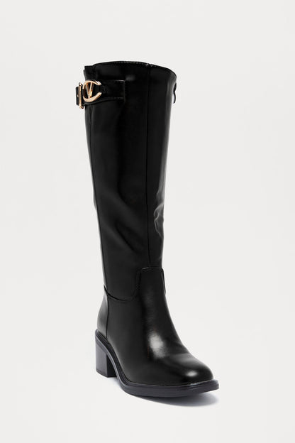 Trooper Hardware Faux Leather Boots - Black
