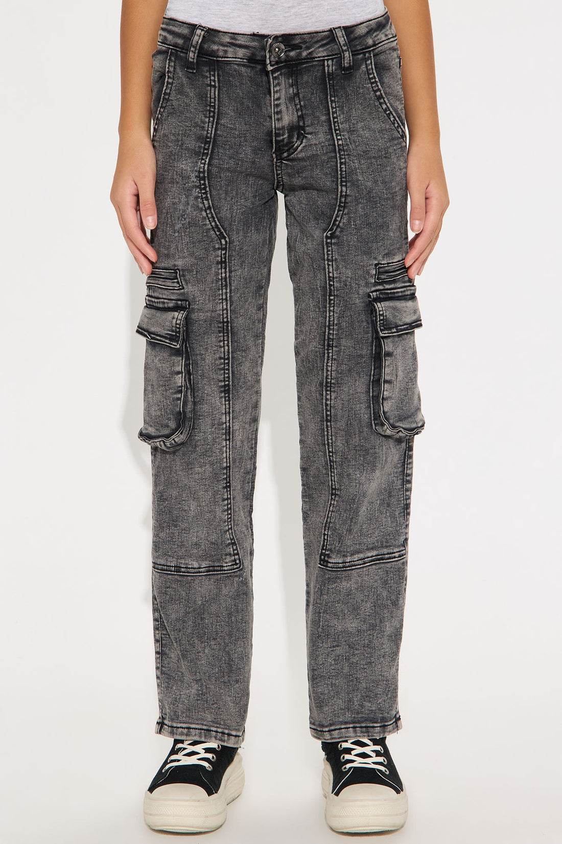 Mini Run It Up Straight Leg Cargo Jeans - Black