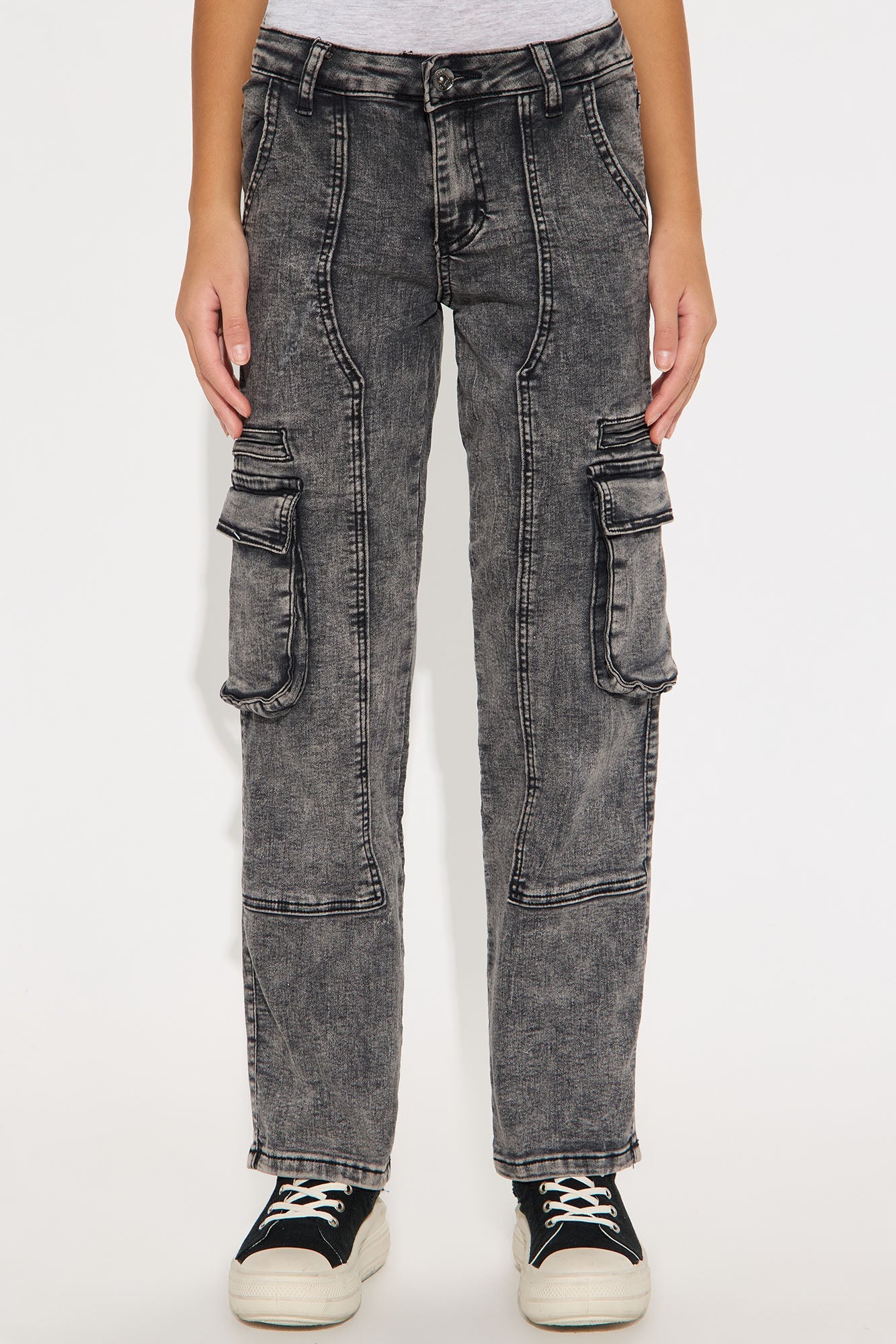 Mini Run It Up Straight Leg Cargo Jeans - Black