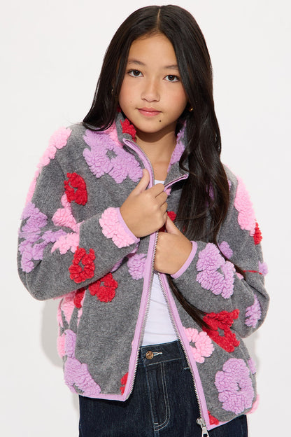 Mini Sherpa Tears Oversized Zip Jacket II - Grey/combo