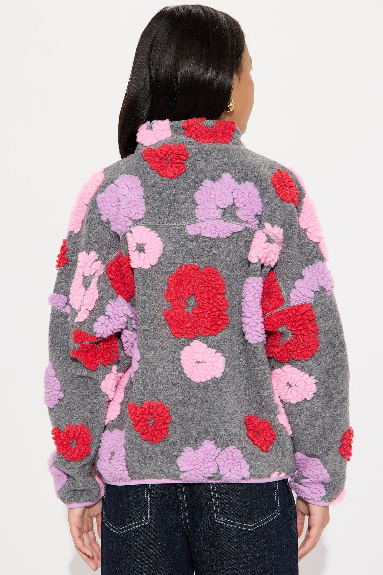 Mini Sherpa Tears Oversized Zip Jacket II - Grey/combo