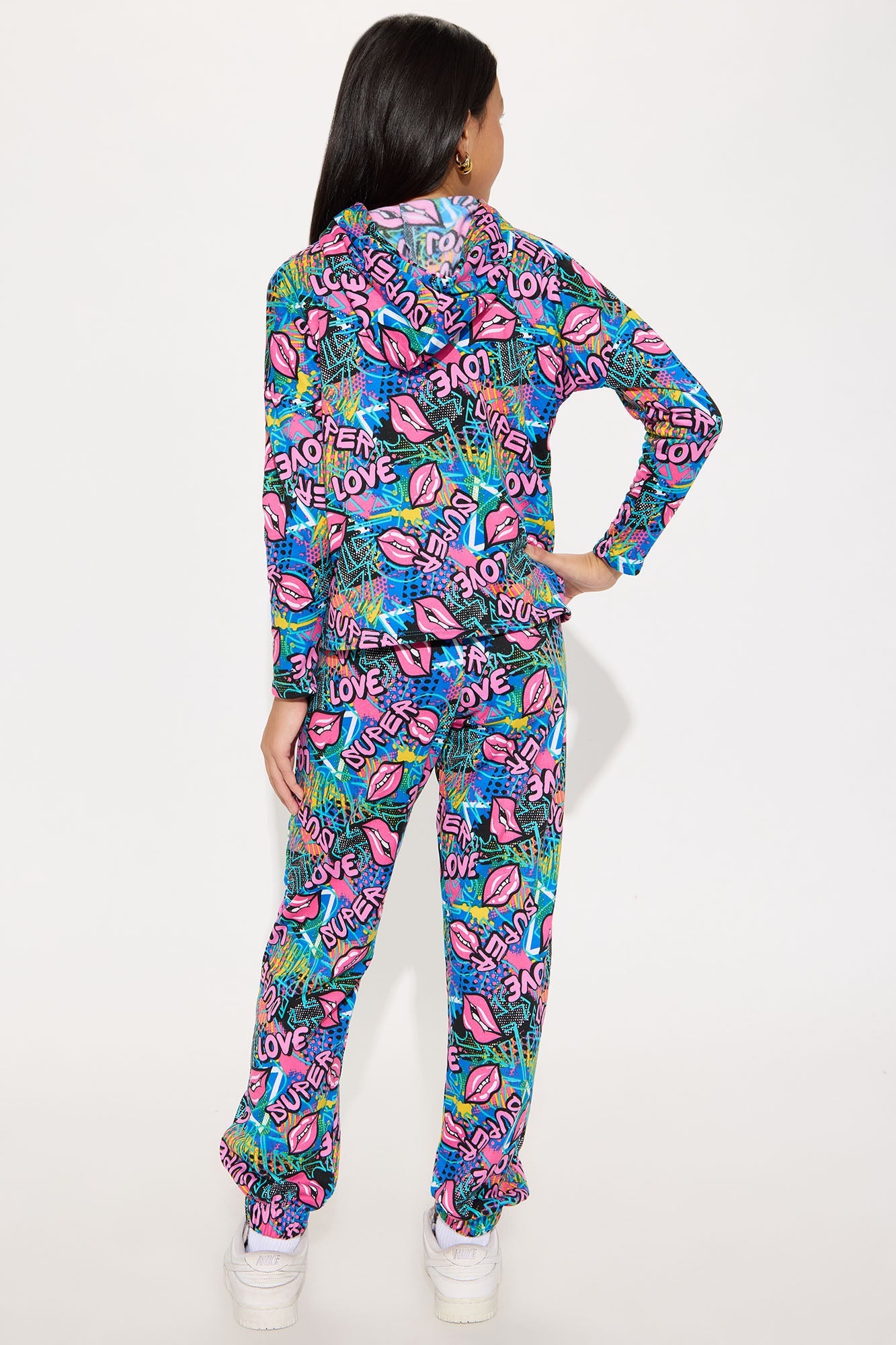 Mini Super Cool Printed Jogger Pant Set - Purple/combo