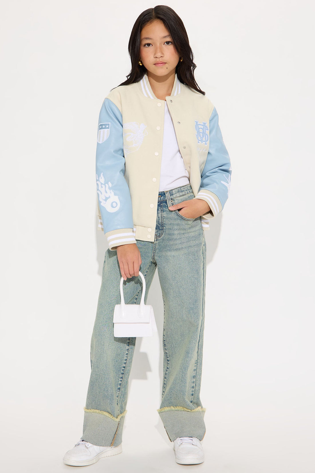 Mini State Of Mind Varsity Jacket - Cream/combo