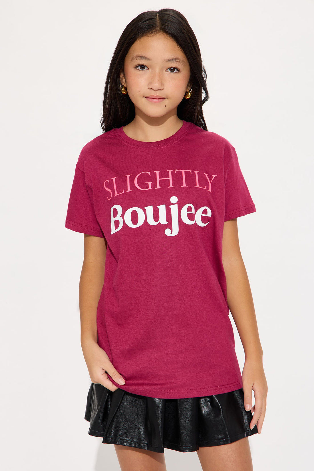Mini Slightly Boujee Short Sleeve Tee - Burgundy