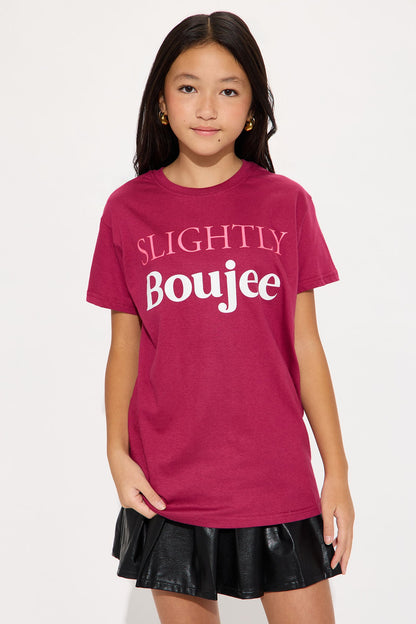 Mini Slightly Boujee Short Sleeve Tee - Burgundy