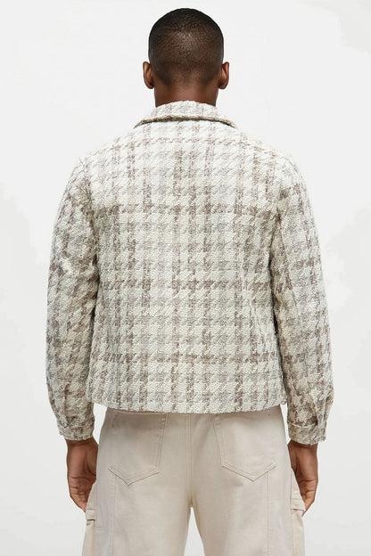 Textured Loyal Houndstooth Work Jacket - Cream