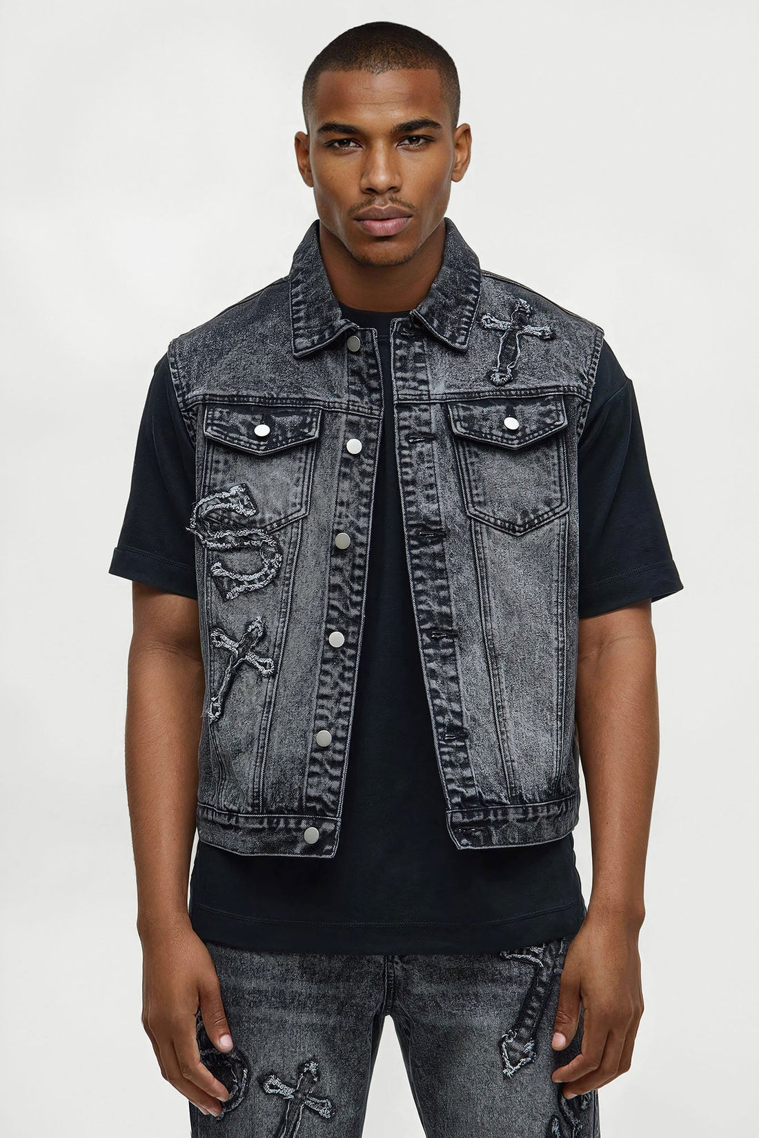 Street Testament Denim Vest - Grey
