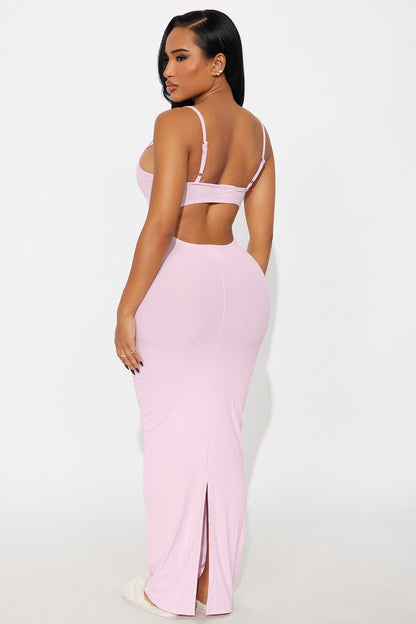 Back In Bed Ribbed Maxi PJ Sleep Dress - Pink