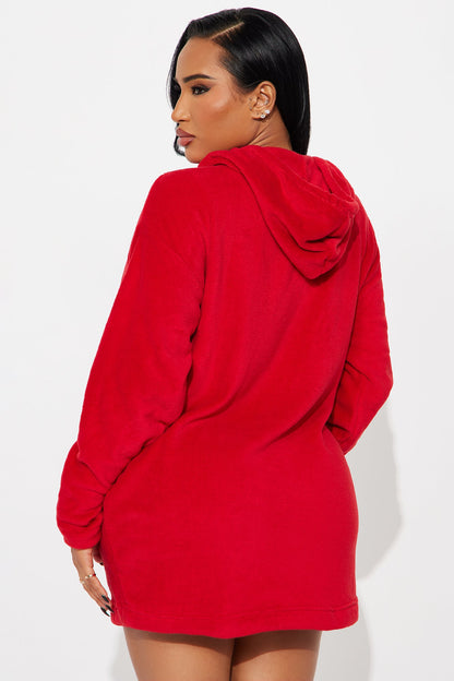 Keep You Cozy Plush PJ Hoodie - Red