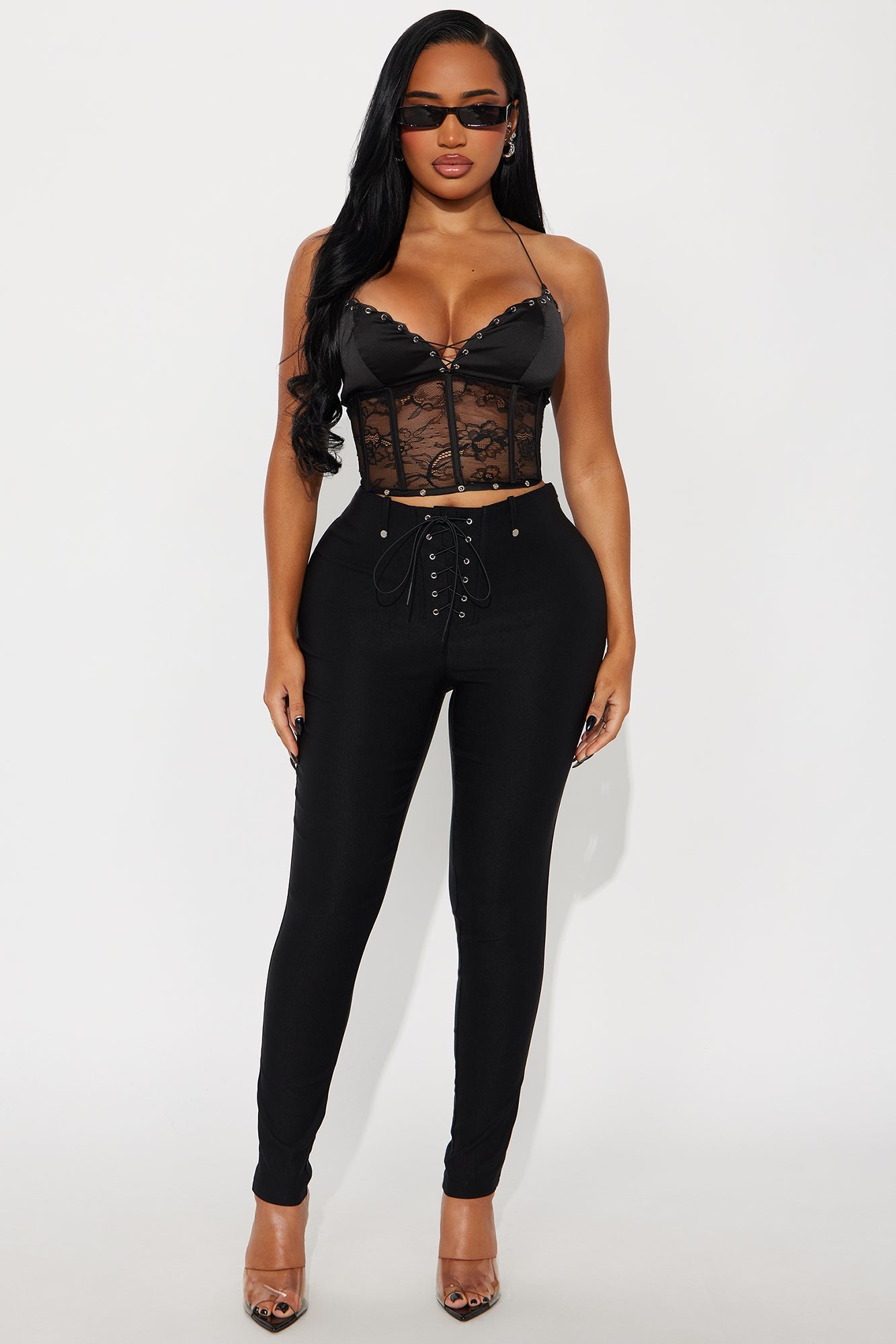 Bet On It Tie Up Skinny Pant 29″ - Black