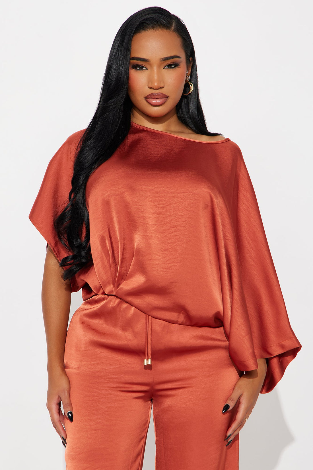Harmony Satin Pant Set - Rust