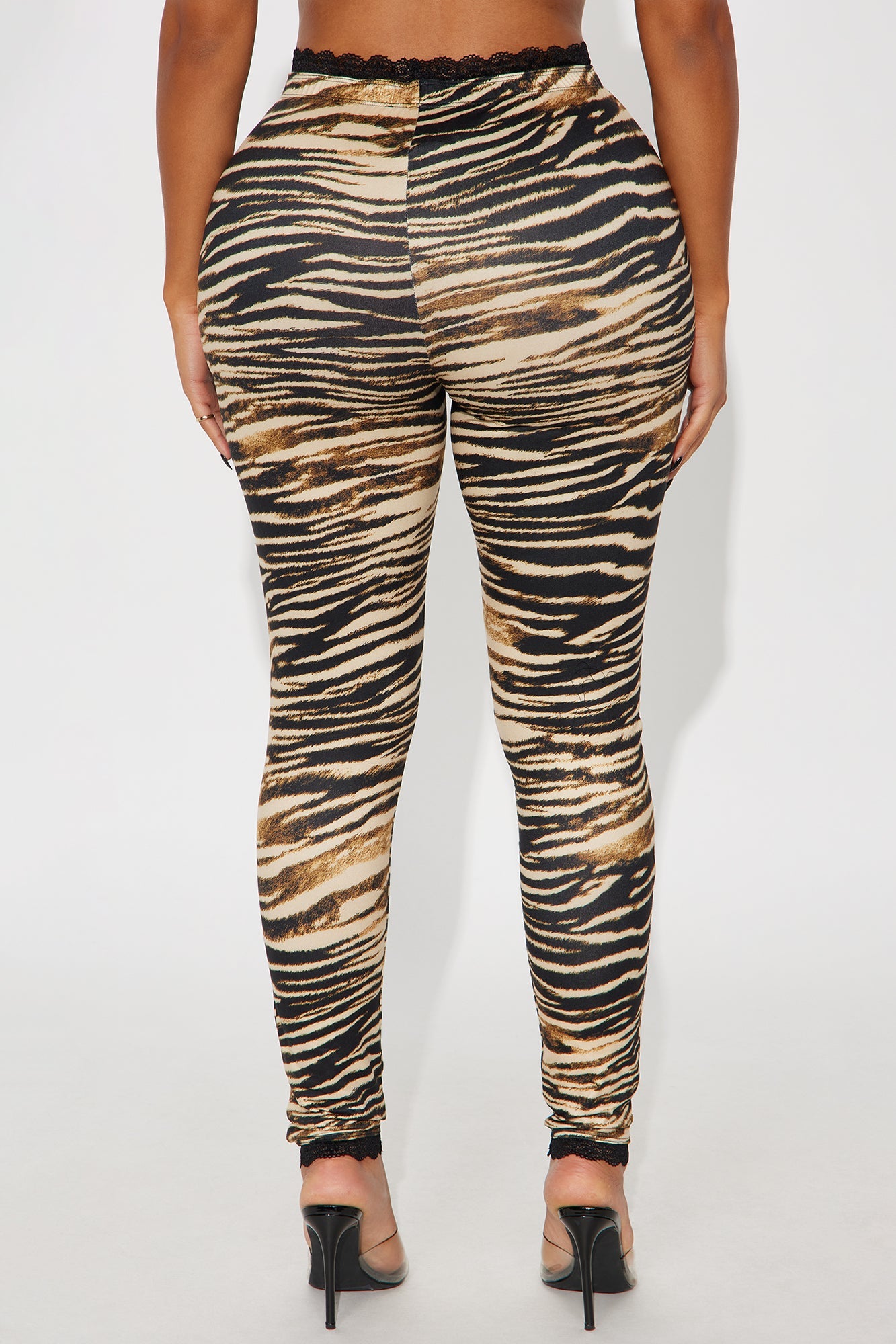 Florentina Lace Trim Legging - Tan/Multi