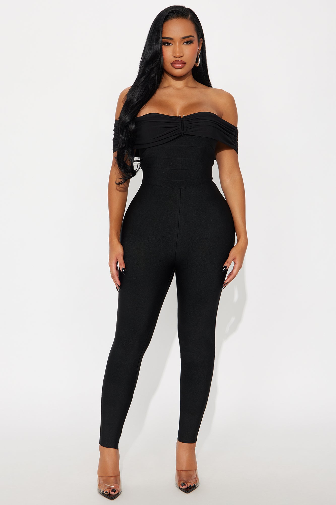 Kira Bandage Off Shoulder Jumpsuit - Black