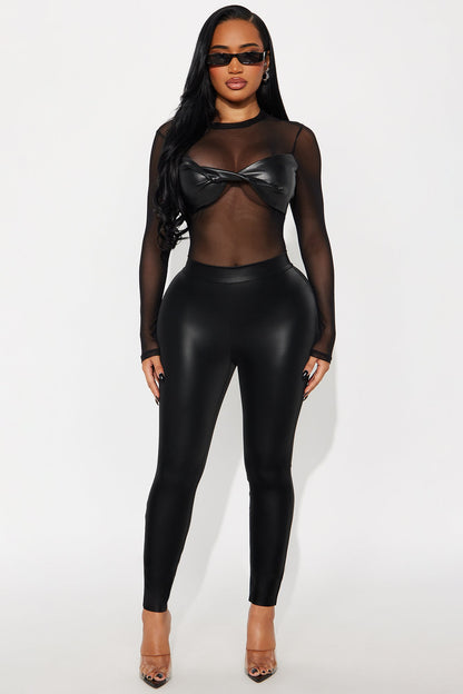 Molten Love Liquid Faux Leather Leggings - Black