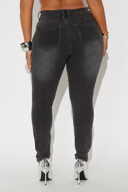 Better Myself Mid Rise Skinny Jeans - Grey