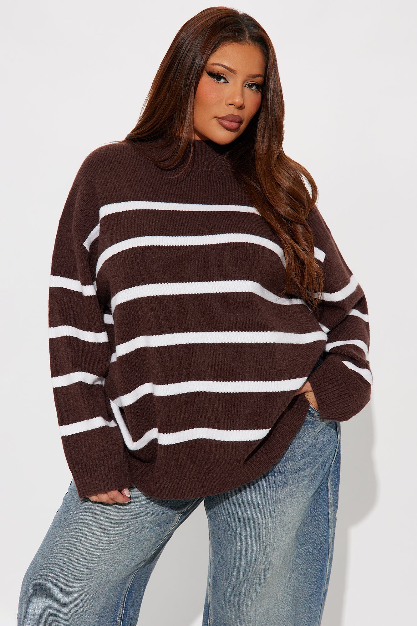 Icy Mood Striped Sweater - Brown/combo