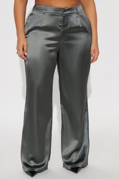Caviar Nights Satin Trouser Pant 32″ - Slate Grey