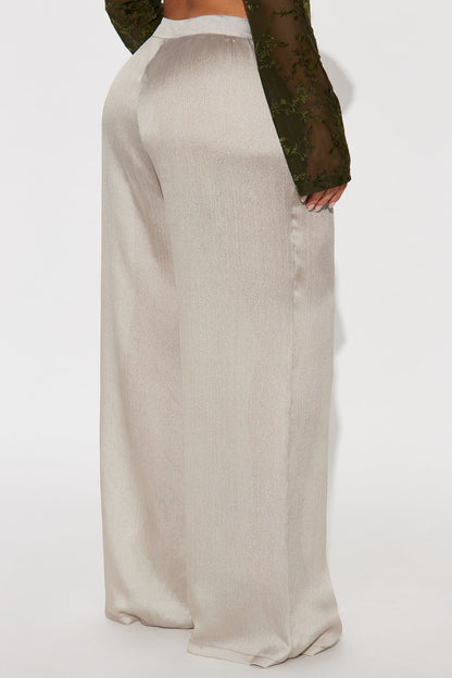 Iconic Scene Low Rise Shimmer Wide Leg Pant 33 - Silver