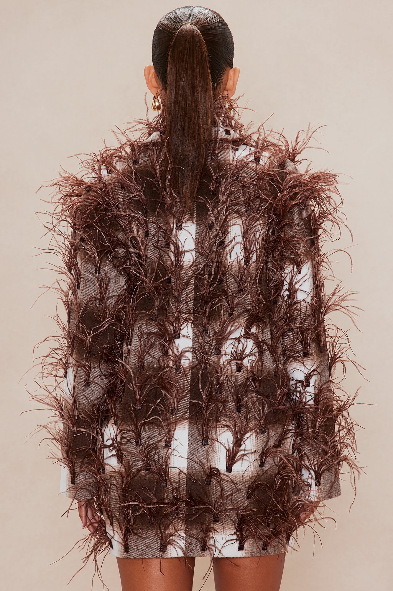 Nadya Feathered Jacket - Brown