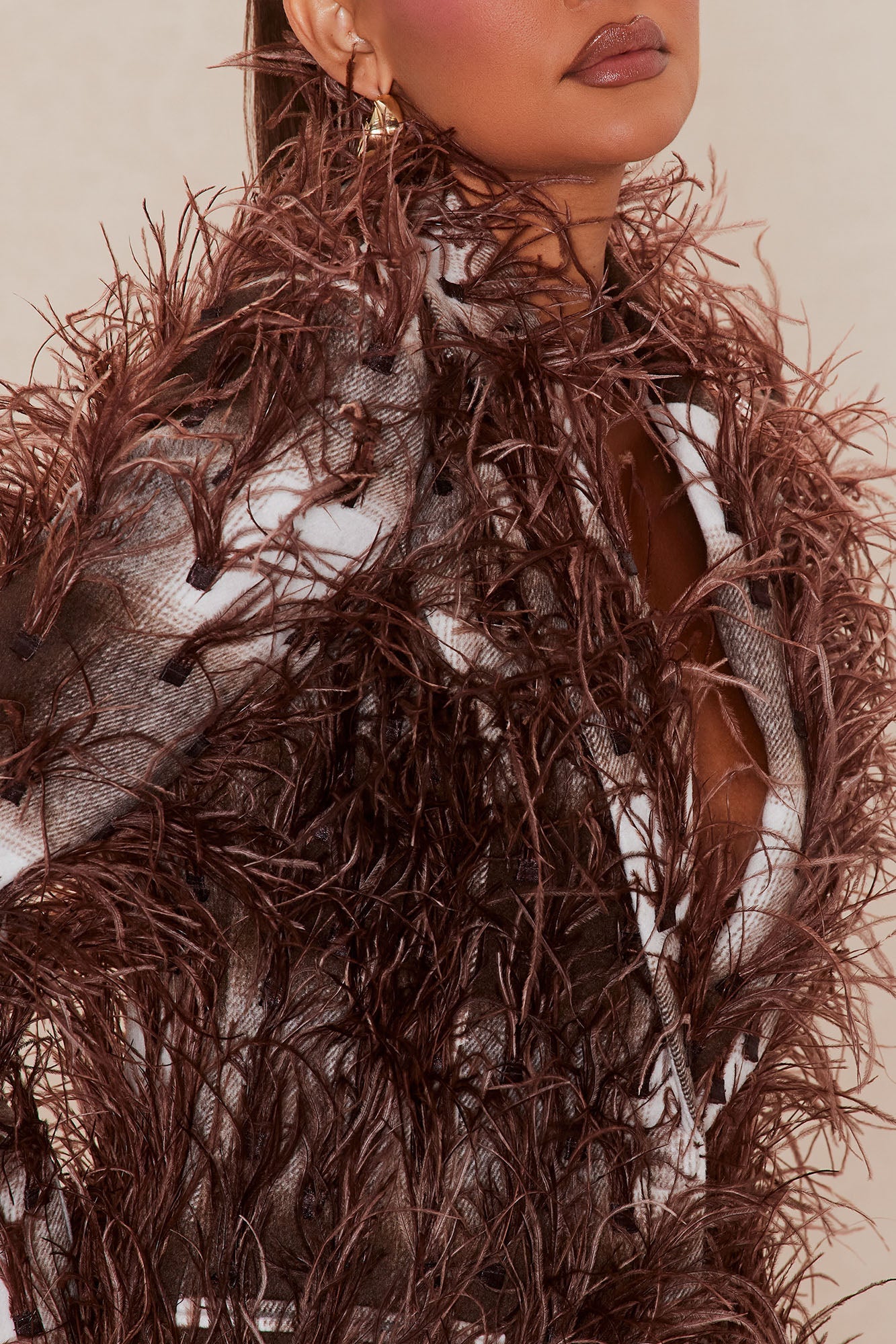 Nadya Feathered Blazer - Brown