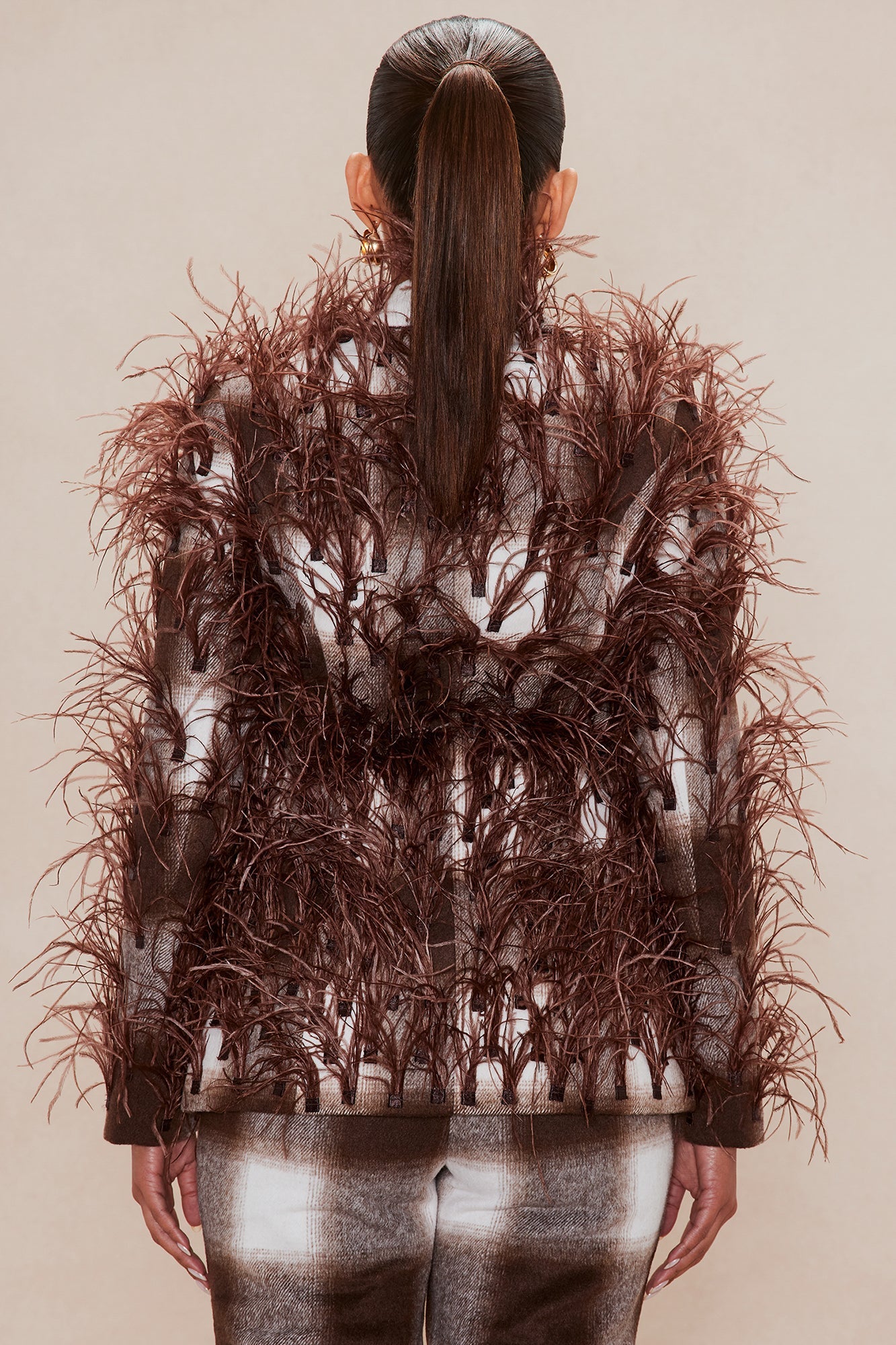 Nadya Feathered Blazer - Brown