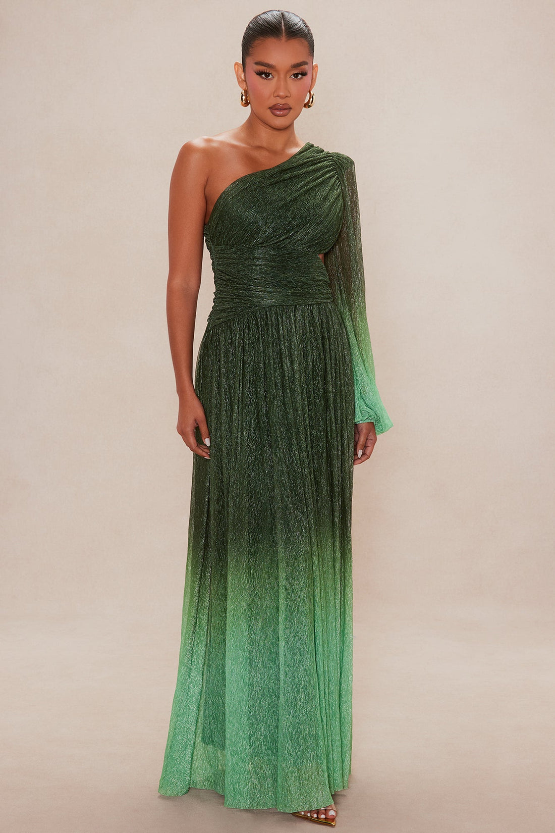 Glitter Dilemma Ombre Gown - Green