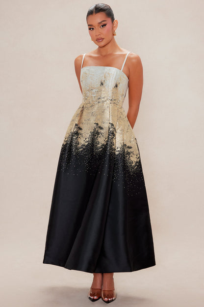 Esparza Metallic Midi Dress - Gold/combo