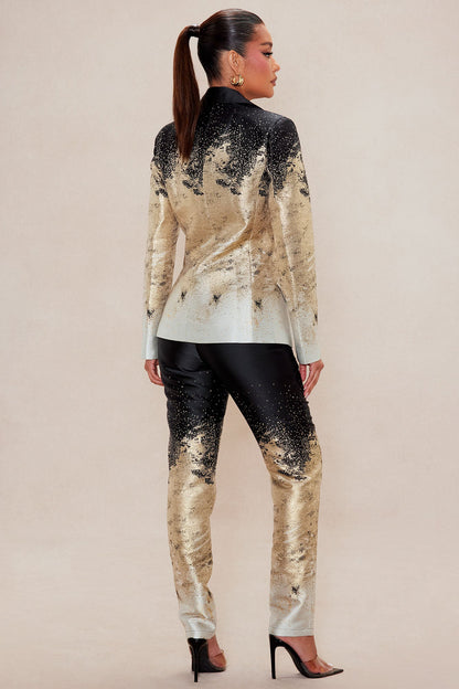 Esparza Metallic Blazer Pant Set - Gold/combo