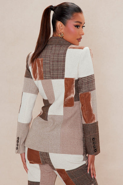 Harlow Patched Embellished Blazer - Brown/combo