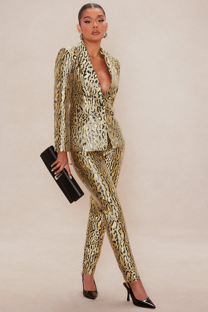 Kassandra Leopard Blazer Suit Set - Leopard