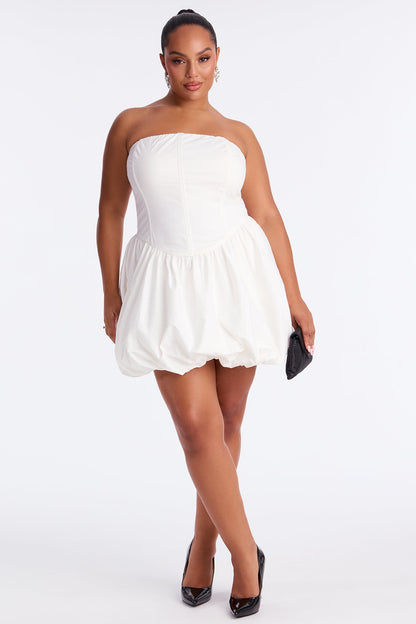 Tall A Night in Paris Bubble Mini Dress - White