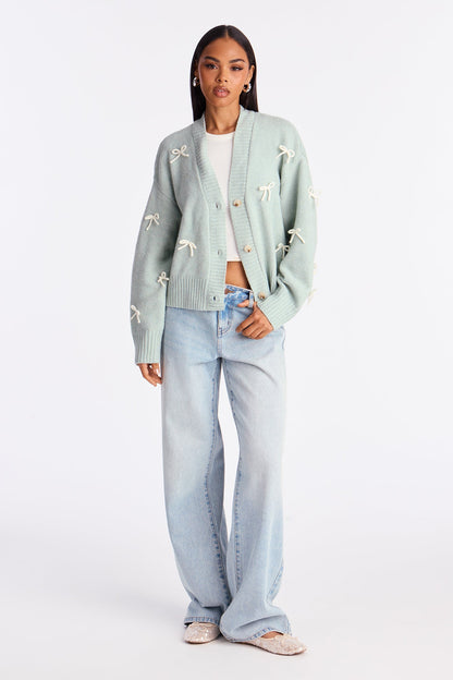 Pretty Little Ties Cardigan Sweater - Sage