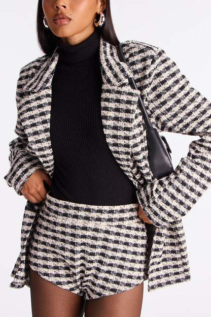 Personal Touch Tweed Micro Short Set - Black/White