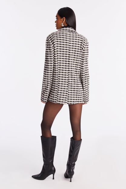 Personal Touch Tweed Micro Short Set - Black/White