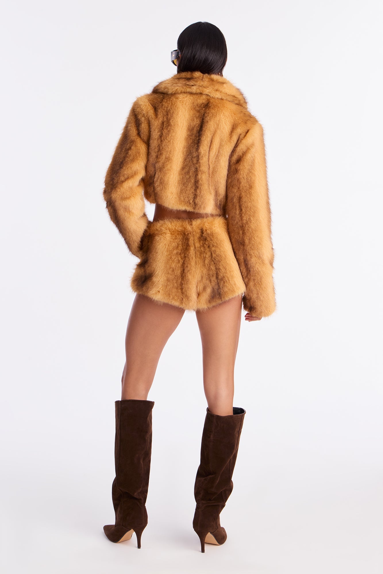 A Whole Mood Faux Fur Micro Short - Camel