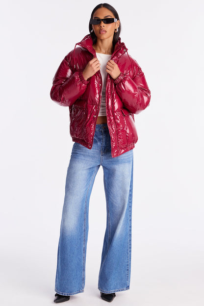 City Swagger Puffer Jacket - DarkRed